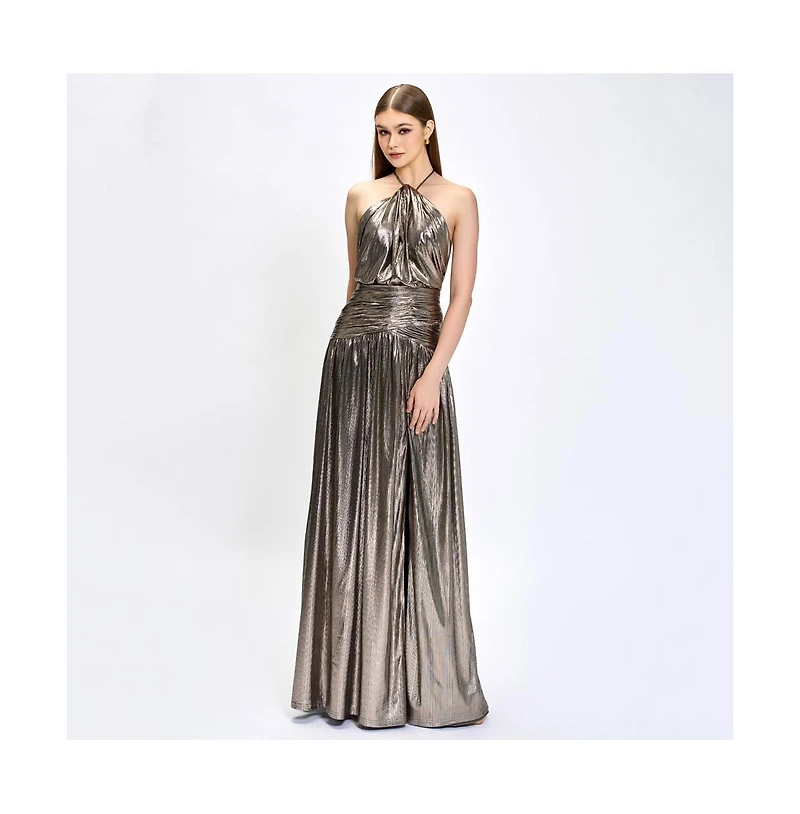 Bariano Women's Aisha Ruched High Neck Gown