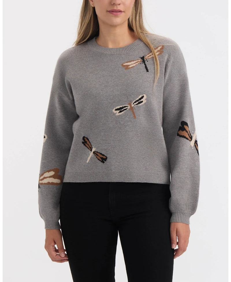 Ellen Tracy Women's Jacquard Balloon Sleeve Pullover