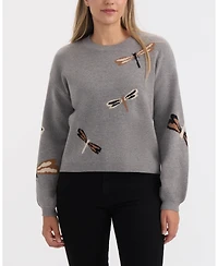 Ellen Tracy Women's Jacquard Balloon Sleeve Pullover