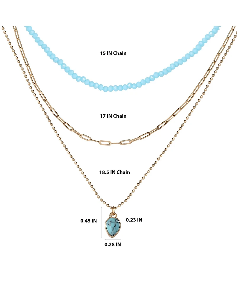 Jessica Simpson Layered Turquoise Bead & Heart Pendant Necklace