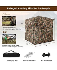 Akiudex Pop-Up Hunting Blind with 270 degree One-Way See-Through Panels for 3-4 People