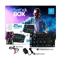 Pyle Bluetooth 3-Channel Dj MP3 Mixer with Mic-Talkover, Usb Flash Reader, Dual Rca & Microphone Inputs