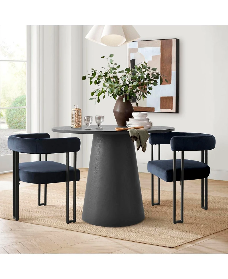 3-Piece 35 Inch Round Dining Table Set with 2 Velvet Chairs, Space-Saving Kitchen & Room Furniture for Small Spaces-Maison Boucle
