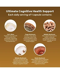Nature's Craft Lion's Mane Complex Capsules, Brain Booster Nootropic Supplement with Chaga Maitake Shiitake and Reishi, Nature's Craft, 120ct