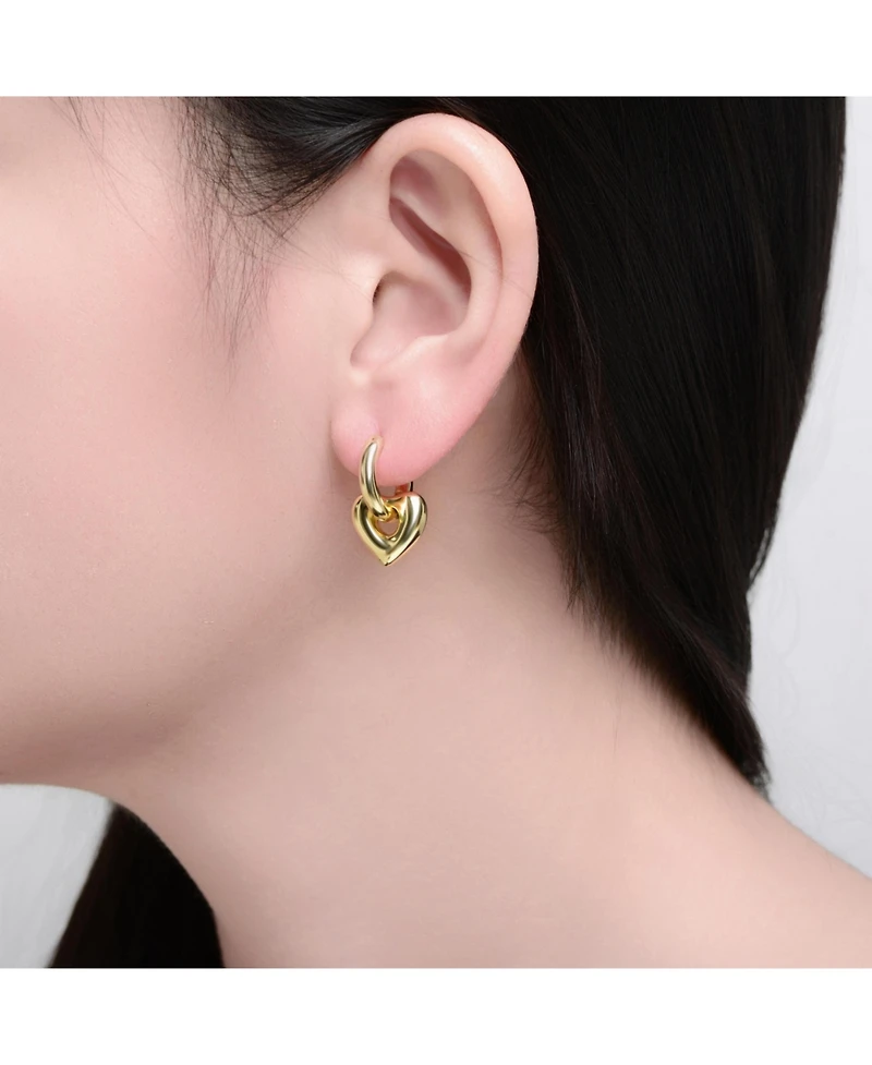 Rachel Glauber 14K Gold Plated Heart Earrings