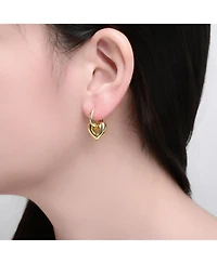 Rachel Glauber 14K Gold Plated Heart Earrings