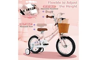 14 Inch Kids Retro Bike with Adjustable Height and Basket for Ages 3-5