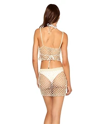 Beach Bunny Swimwear Women's Crochet Pearl Detail Cover Up Mini Skirt