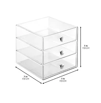iDesign Stackable 3-Drawer Vanity Makeup Organizer - Set of 2 Clear