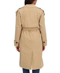 Sebby Collection Women's Belted Double Breasted Long Trench Coat
