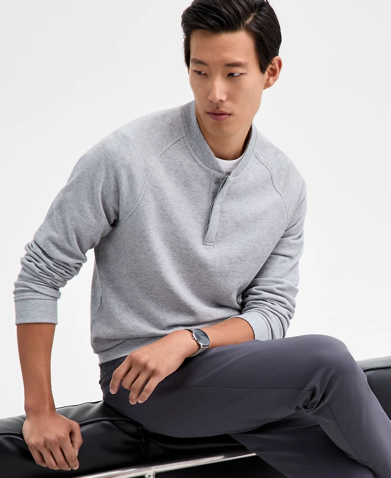 Alfani Men's Long Sleeve Quarter-Snap French Terry Sweatshirt, Macy's Exclusive