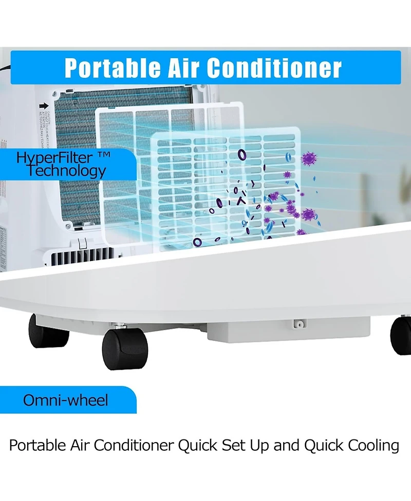 12,000 Btu Portable Air Conditioner - Built-in Dehumidifier & Fan, 3-in-1 Led Display Unit, Remote Control, Ideal for Home, Office, Dorm & Rv