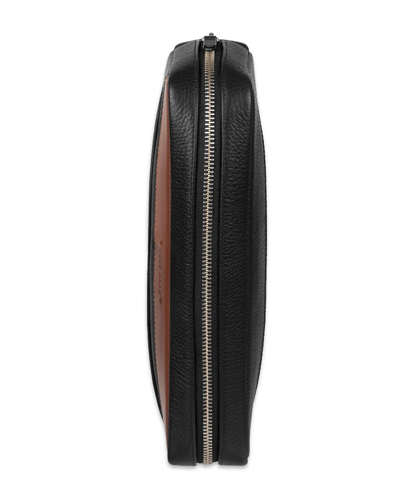 Cole Haan Men's Two Tone Top Zip Leather Toiletry Bag