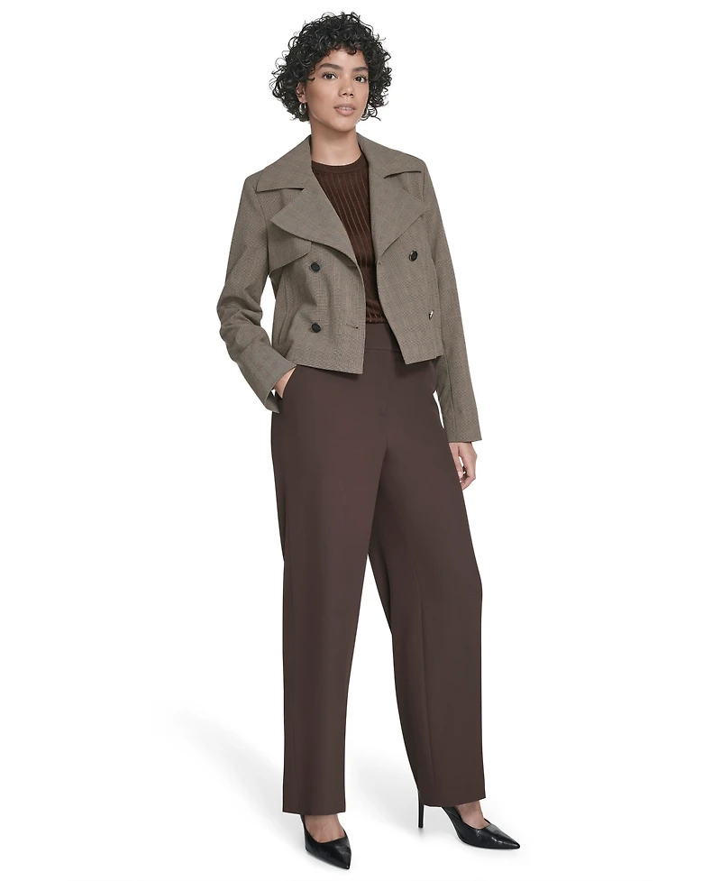 Calvin Klein Petite Novelty Cropped Double Breasted Trench Jacket
