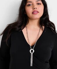 I.n.c. International Concepts Crystal Circle & Fringe Pendant Necklace, 28" + 3" extender, Macy's Exclusive