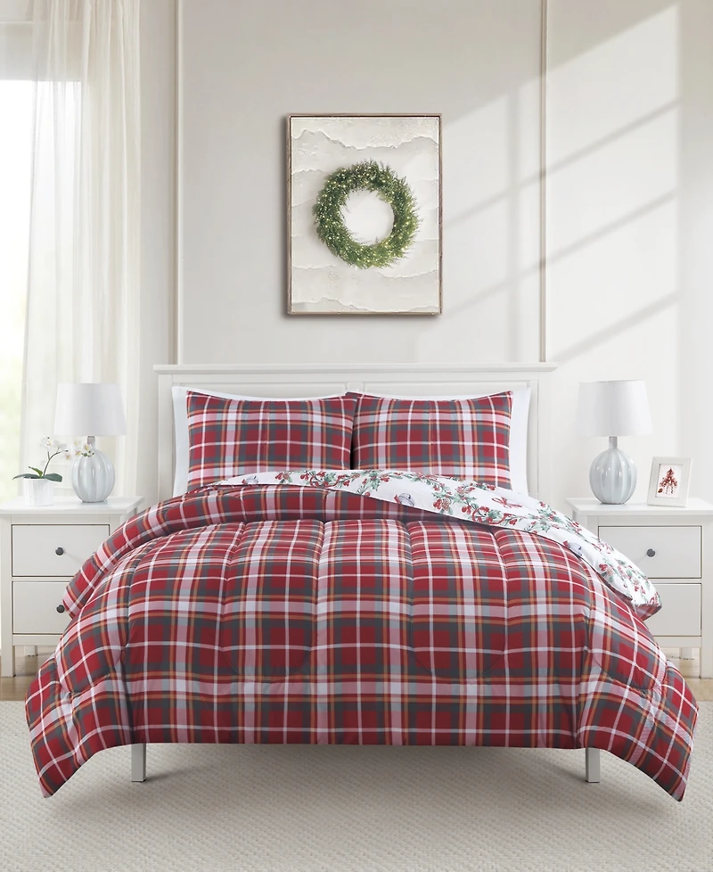 Enchante Wreath With Bow Reversible 3-Pc. Comforter Sets, Created for Macy's