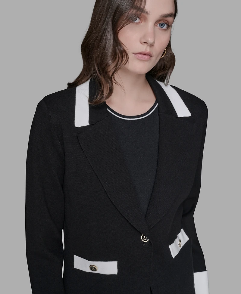 Karl Lagerfeld Paris Women's Cotton One-Button Knit Blazer