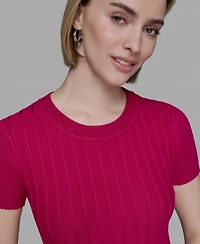 Karl Lagerfeld Paris Women's Ribbed Short-Sleeve Sweater
