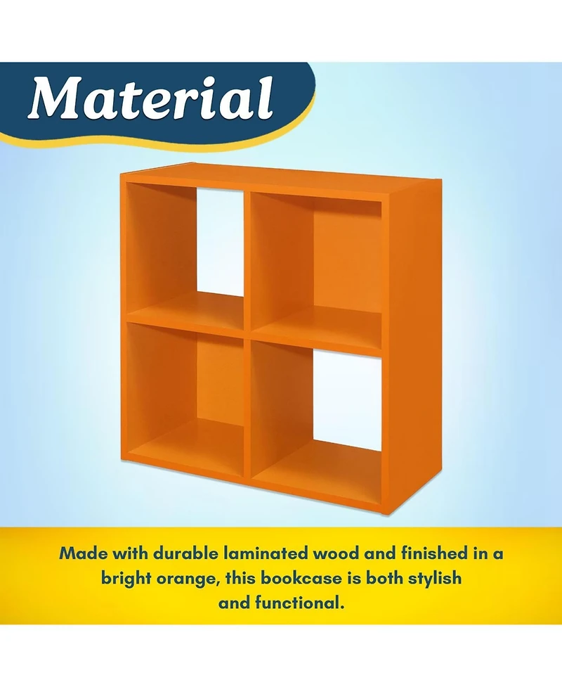 Kings Brand Furniture 4-Cube Children's Bookcase, Kids Toy Storage Shelf Organizer for Playroom, Bedroom, Nursery School