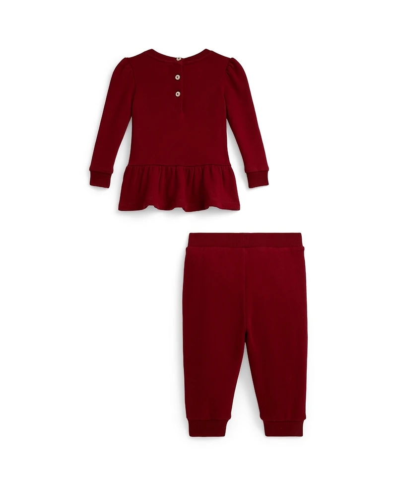 Polo Ralph Lauren Baby Girls 2-Piece Fleece Sweatshirt and Pants Set