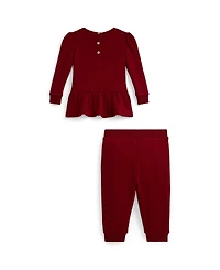 Polo Ralph Lauren Baby Girls 2-Piece Fleece Sweatshirt and Pants Set