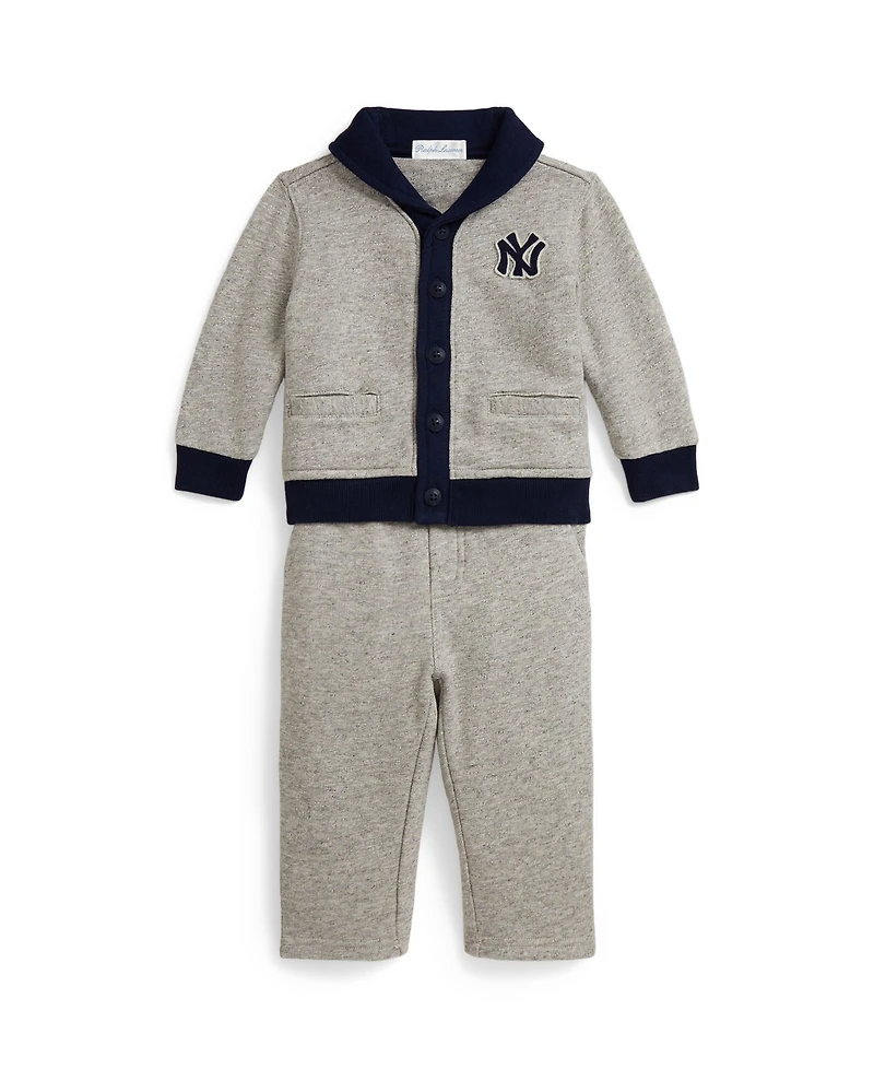 Polo Ralph Lauren Baby Boys 2-Piece Vintage Yankees Fleece-Knit Cardigan and Pants Set