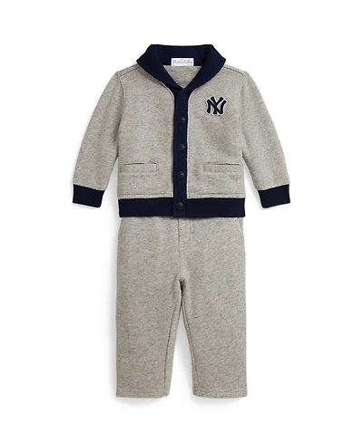 Polo Ralph Lauren Baby Boys 2-Piece Vintage Yankees Fleece-Knit Cardigan and Pants Set