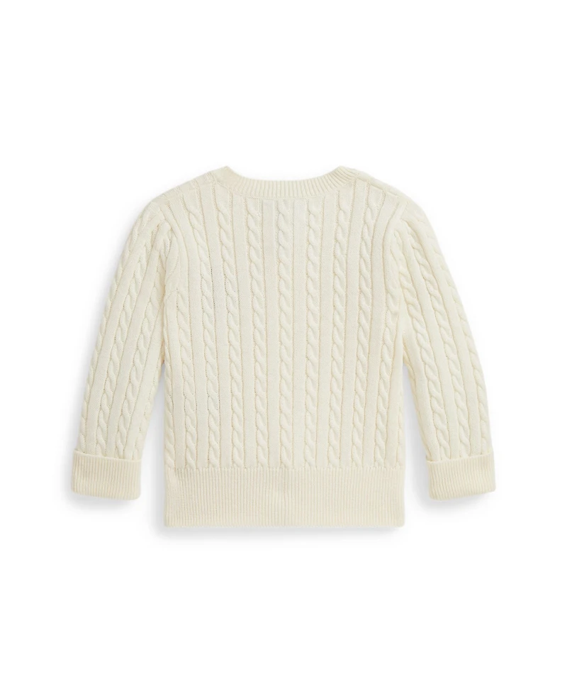 Polo Ralph Lauren Baby Girls Bear Mini-Cable Knit Sweater