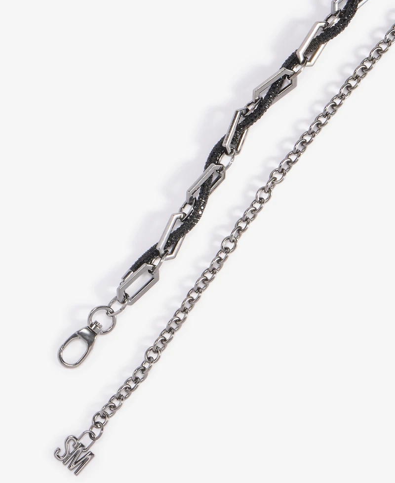 Steve Madden Rhinestone Rope Laced Chain Belt