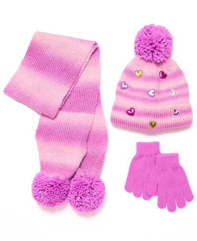 InMocean Big Girls 3-Piece Hat, Gloves, and Scarf Set