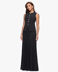 Xscape Women's Vest Style Pleated Scuba Long Dress