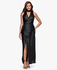 Xscape Women's Halter Neck Cutout Sleeveless Satin Dress