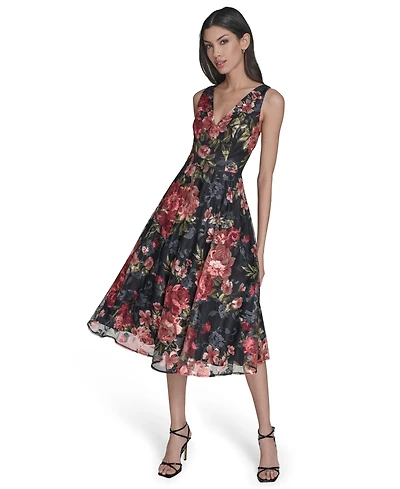 Eliza J Women's V-Neck Sleeveless Midi Dress