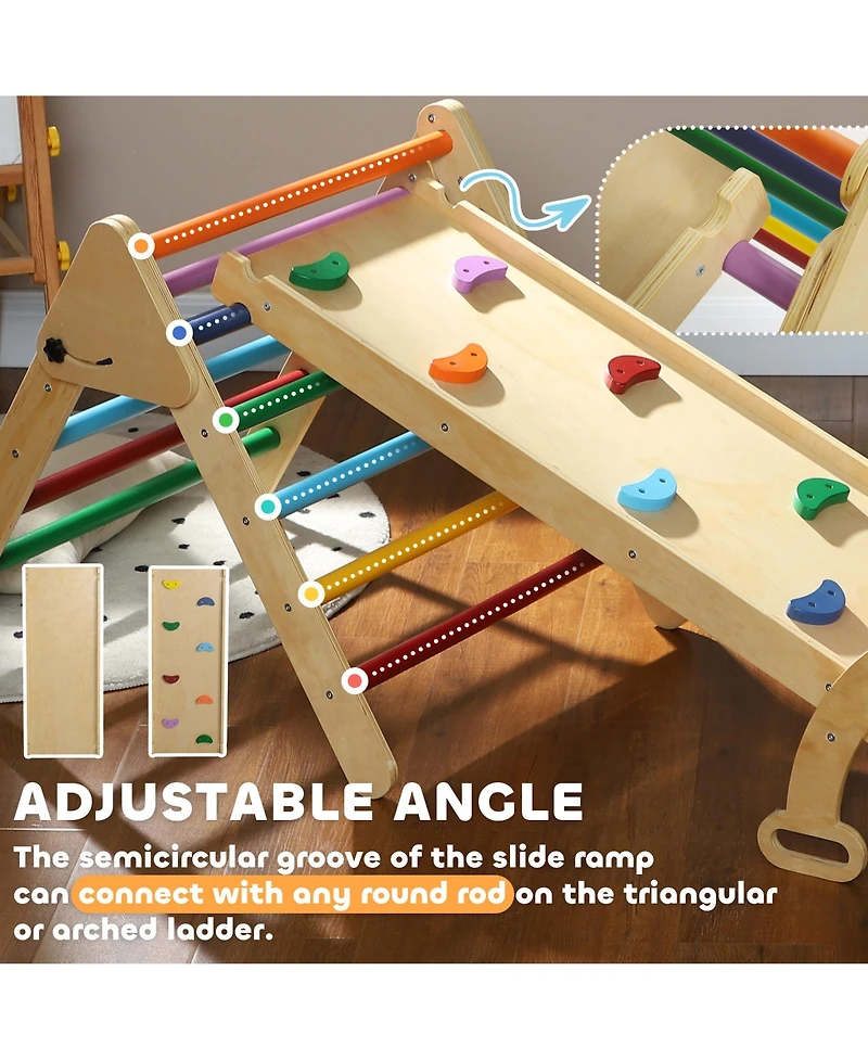 Qaba 5 in 1 Pikler Triangle Set for 18-48 Months, Multicolor