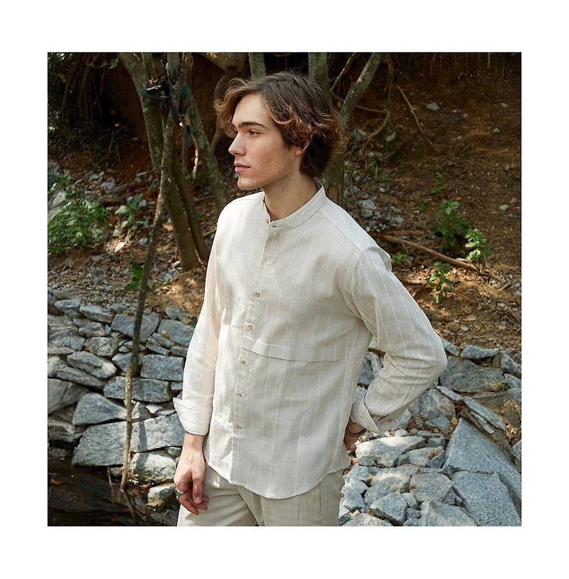 Campus Sutra Men's Pencil-Striped Shirt