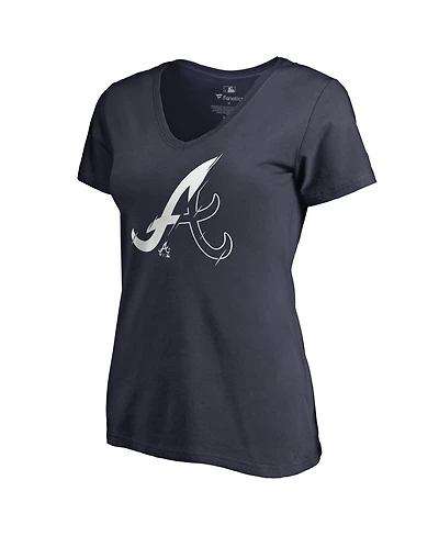 Fanatics Mto Label Women's Navy Atlanta Braves X-Ray V-Neck T-Shirt