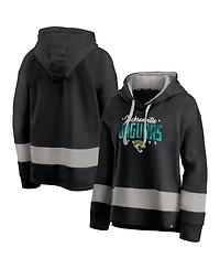 Fanatics Women's Black/Gray Jacksonville Jaguars Huddle Up Fundamental Fleece Color Block Pullover Hoodie