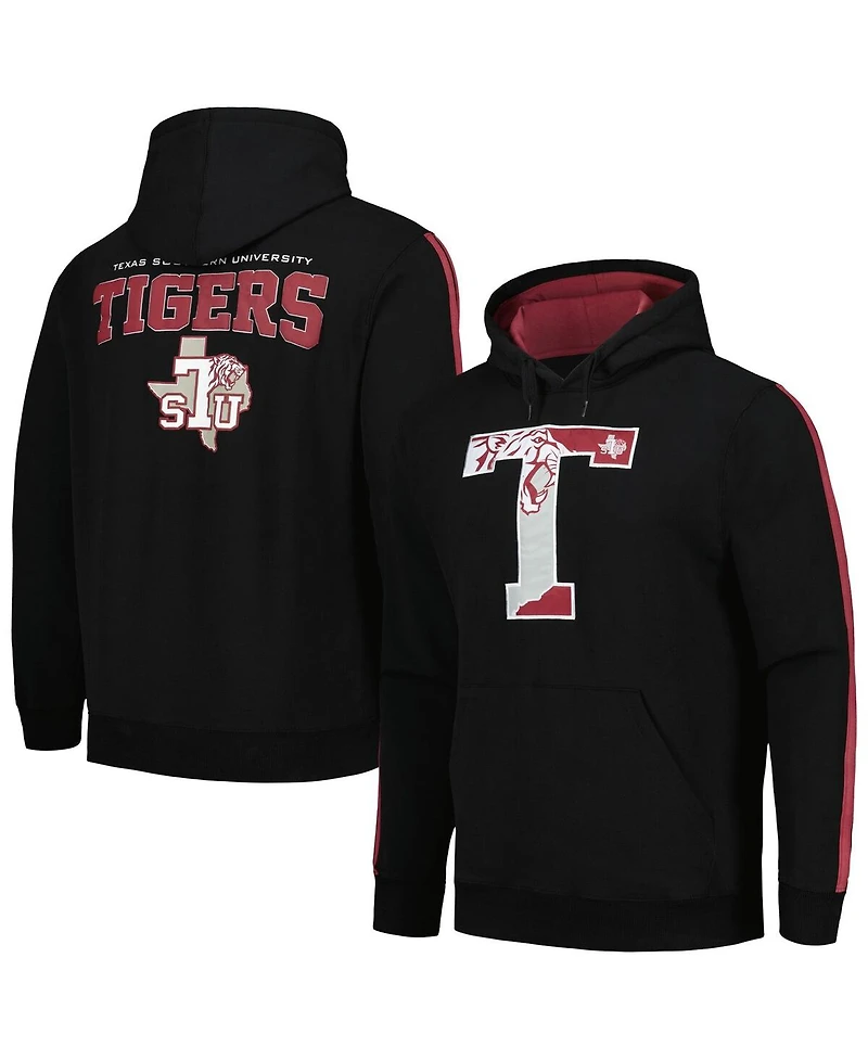 Fisll Men's Black Texas Southern Tigers Oversized Stripes Pullover Hoodie