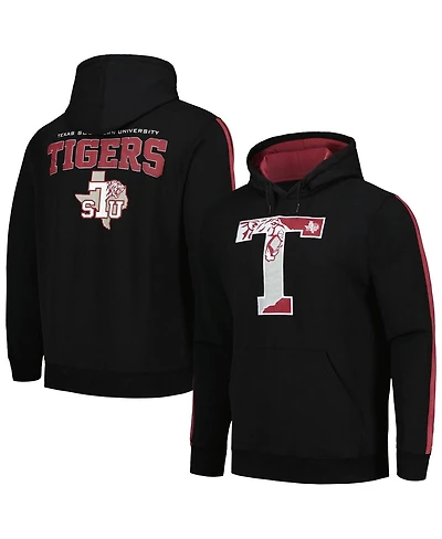 Fisll Men's Black Texas Southern Tigers Oversized Stripes Pullover Hoodie