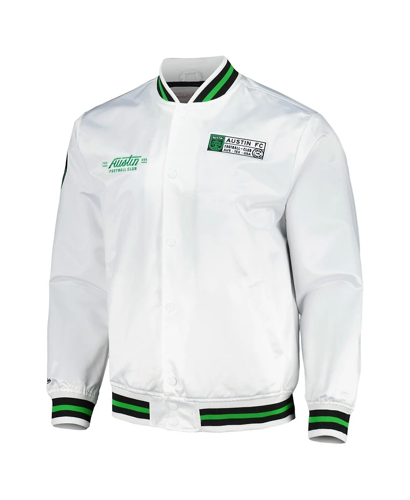 Mitchell & Ness Men's White Austin Fc City Full-Snap Satin Jacket