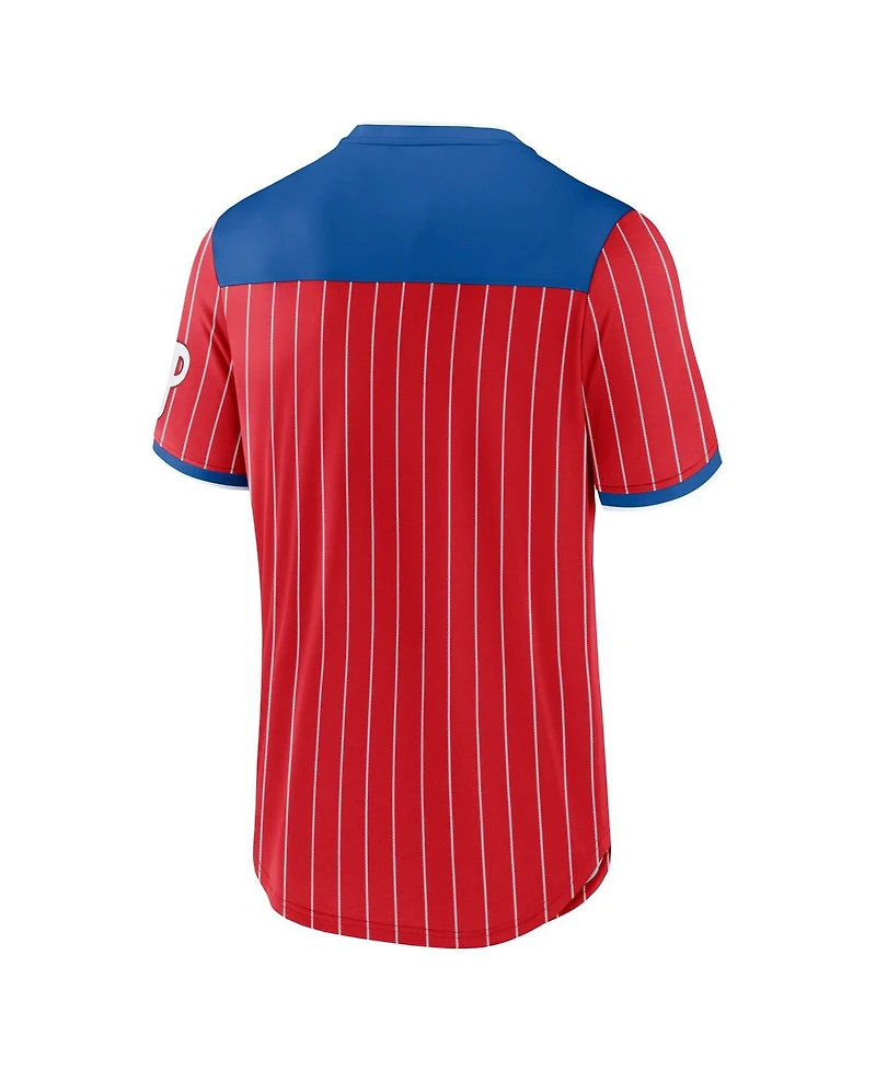 Fanatics Men's Red/Royal Philadelphia Phillies Walk-Off V-Neck T-Shirt