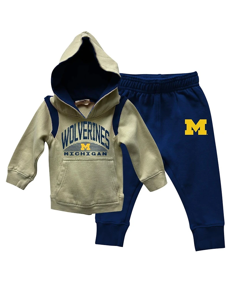 Wes & Willy Baby Boys and Girls Michigan Wolverines Color Block Pullover Hoodie Sweatpants Set