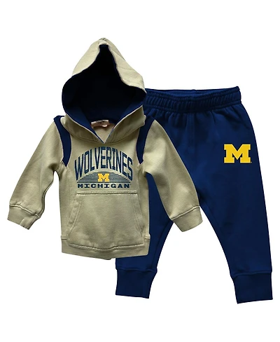 Wes & Willy Baby Boys and Girls Michigan Wolverines Color Block Pullover Hoodie Sweatpants Set
