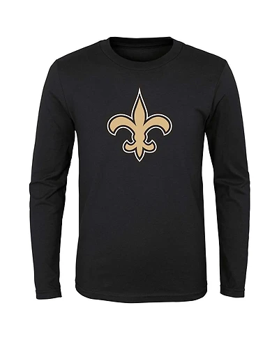 Outerstuff Preschool Black New Orleans Saints Primary Logo Long Sleeve T-Shirt