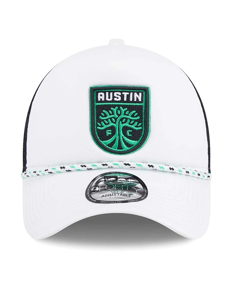 New Era Men's White/Black Austin Fc Court Sport Foam A-Frame 9FORTY Adjustable Trucker Hat