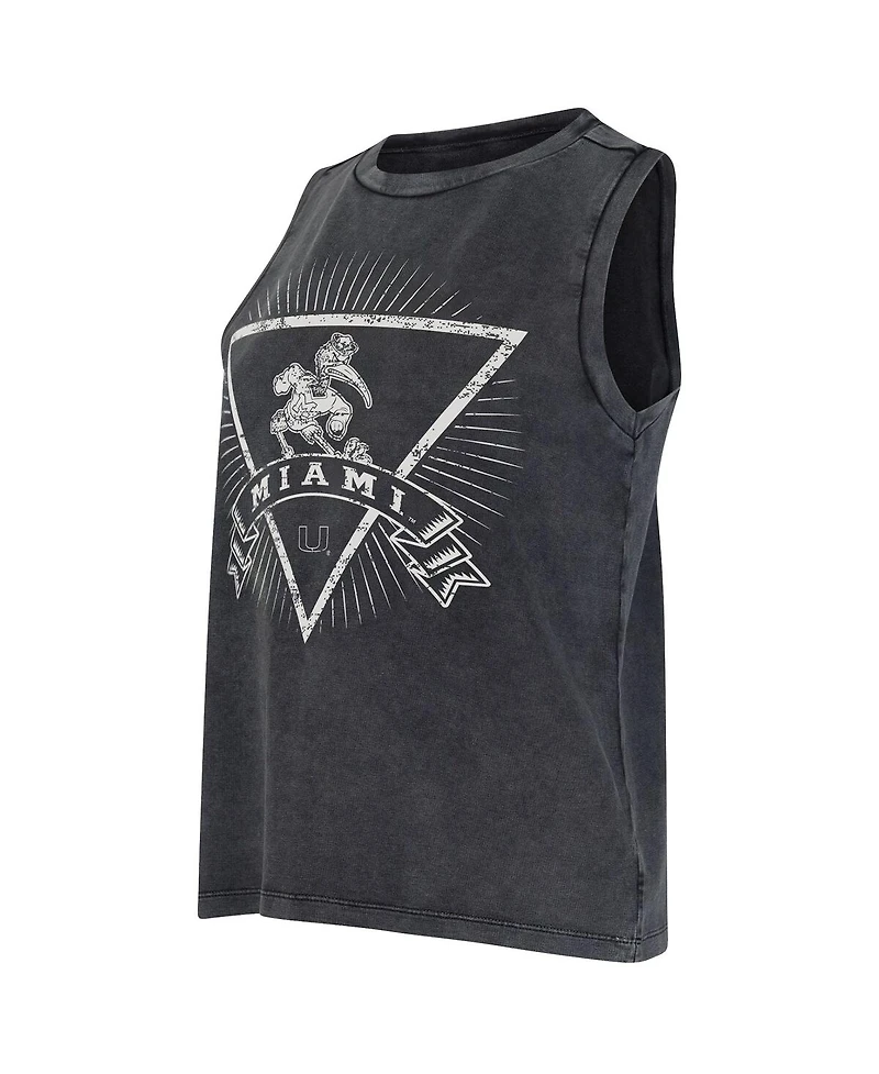 Concepts Sport Women's Charcoal Miami Hurricanes Distressed Market French Terry Tank Top