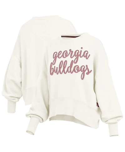 Pressbox Women's Cream Georgia Bulldogs Chelsea Oversized Pullover Sweatshirt