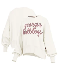Pressbox Women's Cream Georgia Bulldogs Chelsea Oversized Pullover Sweatshirt