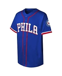 Outerstuff Big Boys and Girls Royal Philadelphia 76ers Stitch Full-Button Baseball Jersey