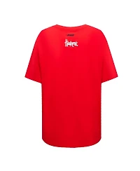 Pro Standard Women's Scarlet Nebraska Huskers Script Tail Oversized Boyfriend T-Shirt